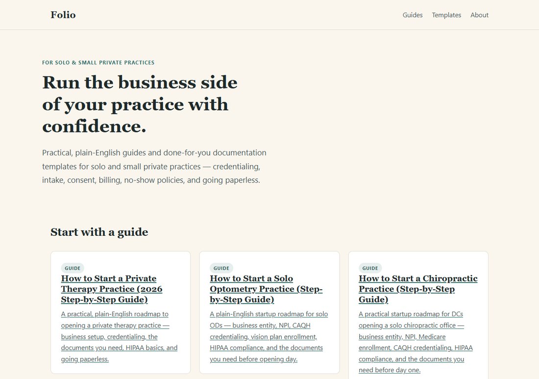The Folio Templates content website, built and published to automatically by the system.
